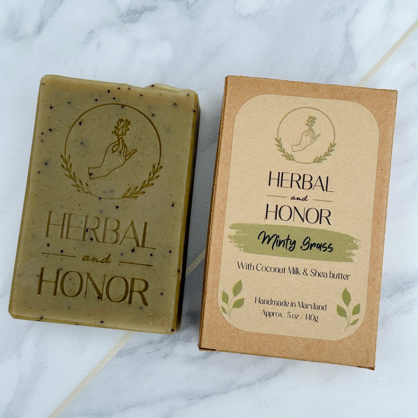 Minty Grass - Exfoliating Poppy Seed and Nettle All Natural Bar Soap with Coconut Milk & Shea Butter