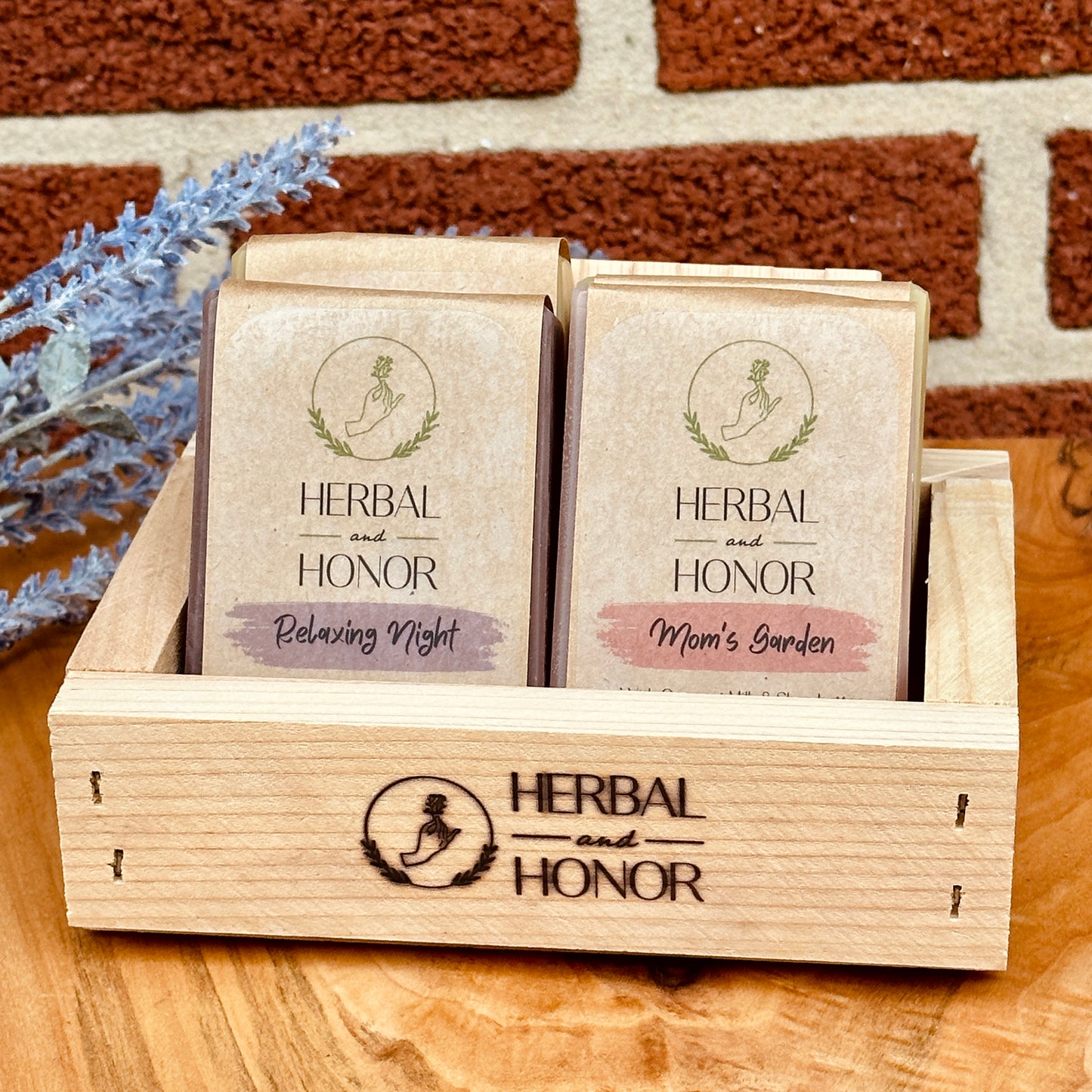 All Natural Bar Soap Gift Set - Wood Crate Set of 4 Soaps